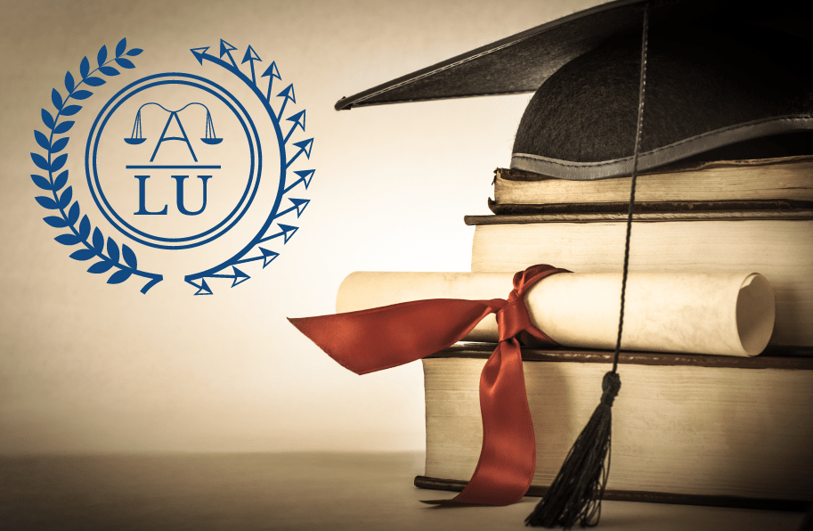graduation cap and books for law studies