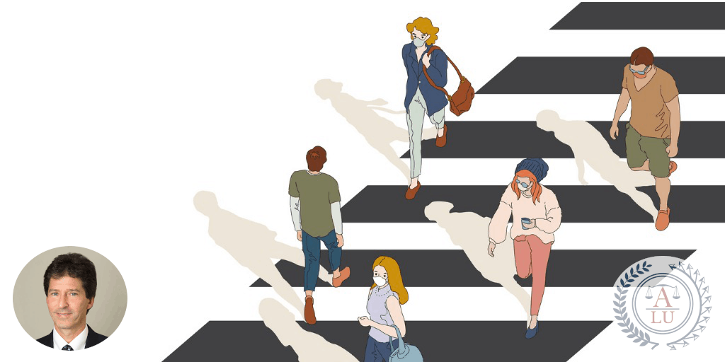 Illustration of people in a crosswalk
